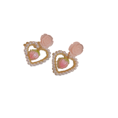 Pink Resin Flower Earrings