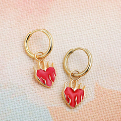Red heart punk earrings