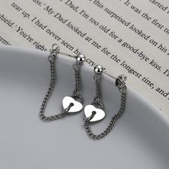 Retro style silver earrings with heart