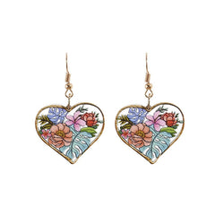 Vintage flower heart earrings