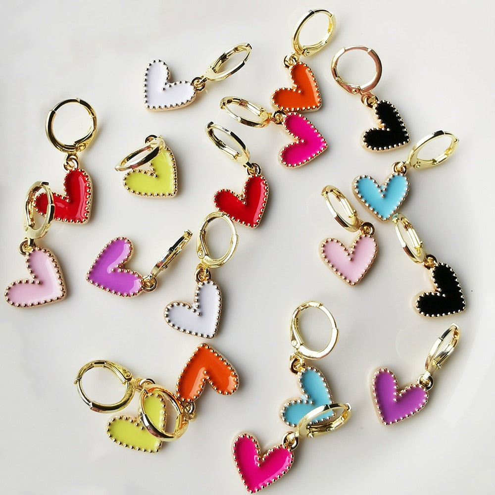 Multicolor Preppy Heart Earrings