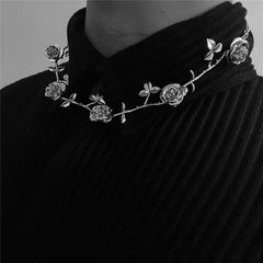 Gothic style necklace with roses and thorns
