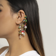 Fake earrings with colorful mushrooms