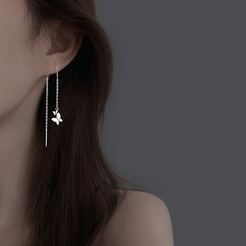 Aesthetic long butterfly earrings