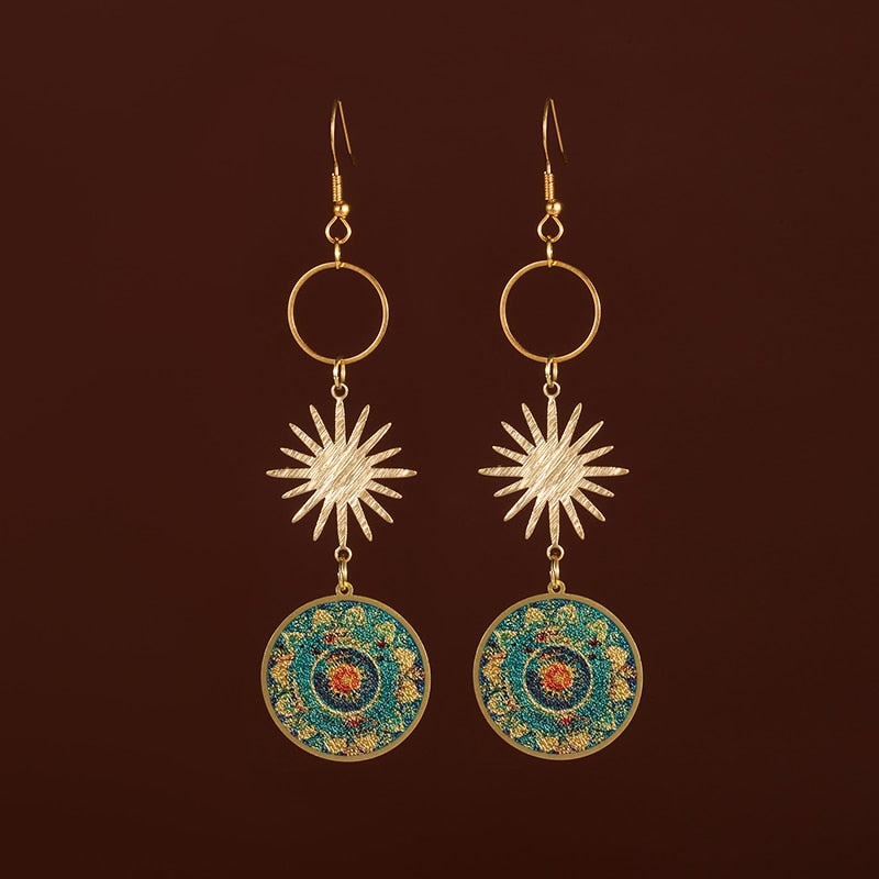 Vintage Mandala Flower Earrings