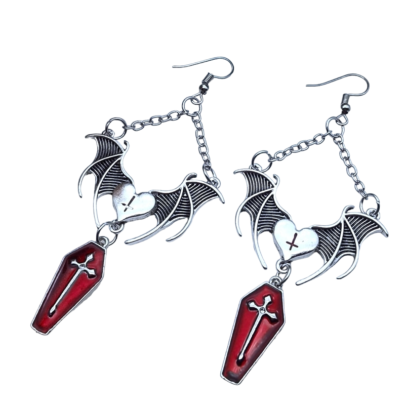 Gothic dark bat earrings