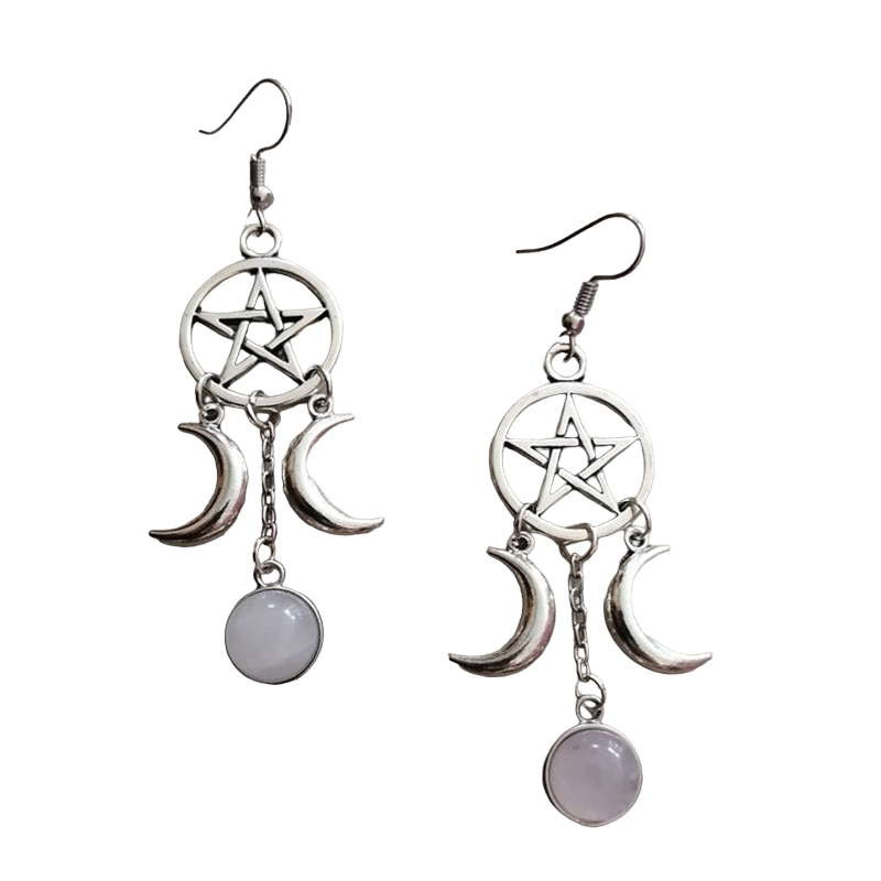 Gothic style earrings with pentagram