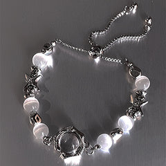 Bracelet with white beads in Y2K style