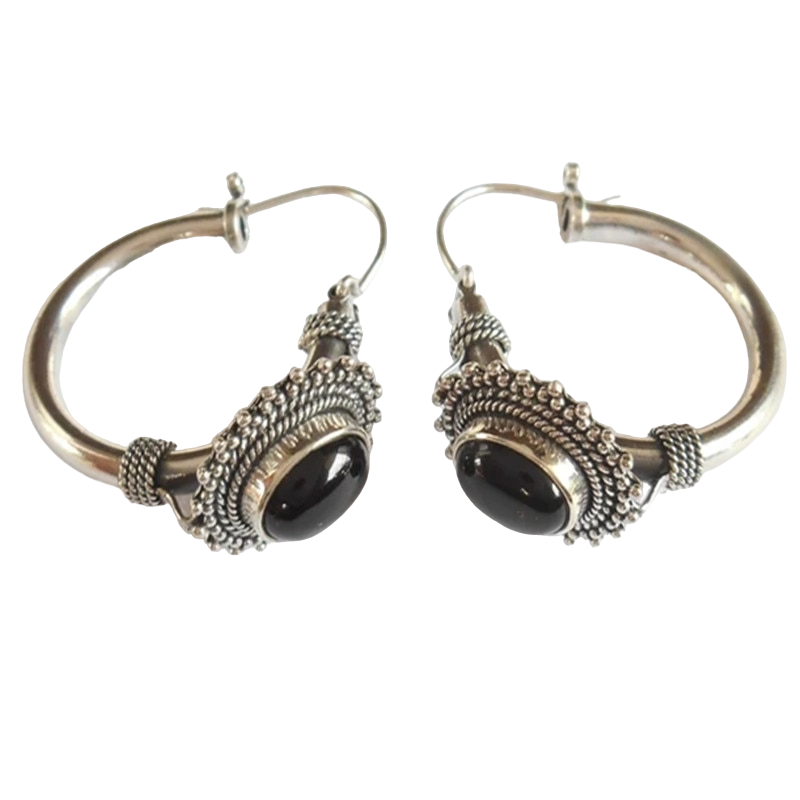 Vintage earrings with black stone