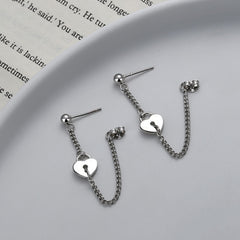 Retro style silver earrings with heart