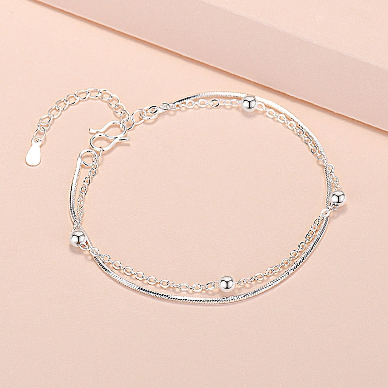 Aesthetic double-layer bracelet with round beads
